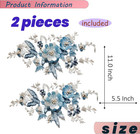 2 Pcs Flower Fabric Beaded Pearl Lace Applique  3d Embroidered Patch