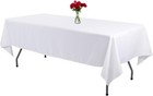 Waysle Tablecloth 60x102 White Polyester Machine Washable Wedding Party Banquet