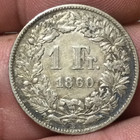 1860-b Swiss 1 Franc Rare