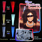 150 Pcs 8   Red Blue White Glow Sticks Necklaces Party Favors Supplies