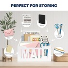 Mail Organizer Countertop  Desktop Mail Sorter With 4 Slots   Labels  White