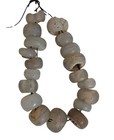 Antique African Trade Glass Beads Strand Gray Blue White Ethiopia Old Wound Glas