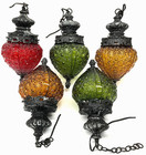 5x Lot Vintage Hanging Swag Light Colored Glass Amber Red Green Lamp Lighting