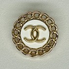 10 White And Gold Chain Chanel Buttons Cc Logo Metal 23mm Vintage  lg179 