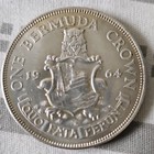 1964 Bermuda One Crown Coin Elizabeth Ii Quo Fata Ferunt Uncertified Collectible