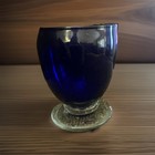 Vintage 4 5    Cobalt Blue Clear Base Art Glass Vase Wine Glass Shape Euc