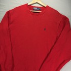 Polo Ralph Lauren Sweater Mens Large Red Cotton Knit Pony Crewneck Pullover 
