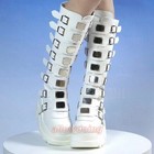 Gothic Punk Style Womens Buckle Knee High Boots Platform Thicken Soled Heels Zip