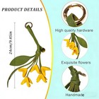Leather Bag Charms flowers Leather Keychain Pendant portable Key Ring Yellow