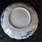 Antique Japanese Arita Ware Imari Plate Blue   White Scalloped Edge Meiji Period