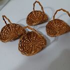 4 Vtg Mini  Wicker Woven  Gathering Flower Herb Party Favor  Farmhouse Decor