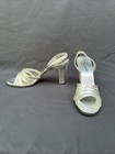 Vintage Balenciaga Silver Metallic Leather Slingback Heels 7 5aa Vinyl 60s 70s