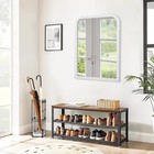 Large Rectangle Wall Mounted Hanging Mirror White Bathroom Mirror With Wooden   