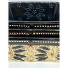 Temp-tations Baker Set Black Old World Basketweave Floral 3 Piece Ceramic Bakers