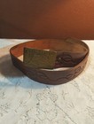Vintage 70s Brass Belt Buckle Philmont Tooled Leather Belt Bsa 