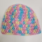 Handmade Baby Girls Beanie Hat Multicolor Pink Yellow Blue Crochet Knit Costume