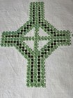 Hardanger Norwegian Embroidery Handmade Table Runner  Green On White  15  X 29 