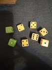 Vintage Bakelite Butterscotch   Opaque Green Apple Dice Lot Of 8 - Tested
