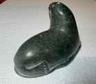 Vintage Signed Eskimo Inuit Soap Stone Walrus Carving