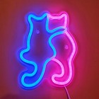 Cat Gift Acrylic Neon Led Wall Sign 7 5 X 9 Inches Blue Pink Cats Animal Lover    