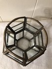 Vtg Hexagon 6-sided Clear Glass brass Panel Ceiling Fan Light Shade 2 5  Fitter