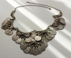 Atq Silver Berber Bedouin Coins African Necklace Vtg Tribal Jewelry Signed