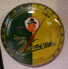 1960 Drink Vernors Round12 thermometer Gnome In Any Weather Hot-cold Clean Works
