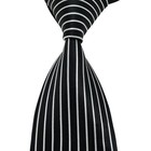 New Classic Striped Black White Jacquard Woven 100  Silk Men s Tie Necktie