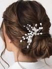 Rhinestone Bride Wedding Hair Pins Silver Pearl Hair Piece Crystal Bridal Hai   