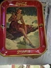 Vintage Original 1941 Coca-cola Tin Advertising Tray  ice Skating Girl  Winter