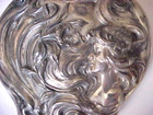 Antique Silverplate Art Nouveau Repousse Lady Head Hand Mirror