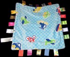 Taggies Blue Bike Boat Helicopter Airplane Security Baby Blanket Lovey Minky 
