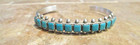 Fine Older Vintage Navajo Sterling Silver Square Turquoise Row Bracelet
