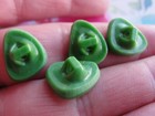Vtg Czech Glass Buttons 4 Fern Green Mcm Retro Boomerang Design Shank 1 2  Sp