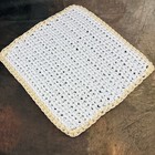 3 New Large Crochet Kitchen Washcloths White Colorful Edges Cotton Handmade 10   
