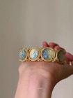 Retro Court-style Portrait Relief Bracelet With Iridescent Glass 