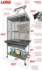 Large Wrought Iron Bird Cage Stand With Rolling Wheels For Parrots