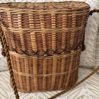 Woven Straw Basket Purse W rope Strap Bohemian Resort Style