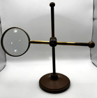 Antique Vintage Brass Desk Magnifying Glass 3-way Adjustable Stand Library Style