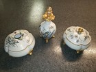 Vintage Bisque Porcelain Hand Painted Vanity Dresser 3 Piece Set