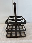 Antique Vintage French Metalware 6 Bottle Wine Carrier Basket Milk Basket Used