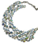 Vintage 60   s Coro Style Ab Rhinestones Enamel Necklace Bracelet Set Demi Parure