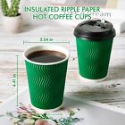 12 Oz Coffee Cups With Lids  100 Count Insulated Ripple Wall Paper Hot Coffee Cu