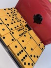 Vtg 1950s Crisloid Top Grade Dominoes Bakelite Butterscotch In Case Missing 1
