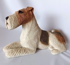 Sandcast Dog Figurine Wired Hair Fox Terrier  By Sandra Brie 1989