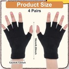 4 Pairs Fingerless Gloves  Winter Half Finger Gloves Warm Knitted Glove Black St