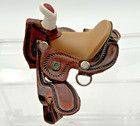 Vintage Miniature Horse Saddle Hand Stamped And Tooled Leather Equestrian
