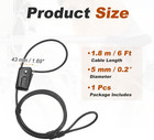 6 Ft Adjustable Combination Cable Lock 4 Digit Combination Black