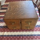 Vintage Wood Card Catalog 4 Drawer Tiger Oak Index Card File Cabinet
