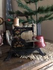 Antique German Casige Sewing Machine Child   s Hand Crank Toy Black floral 1920   s